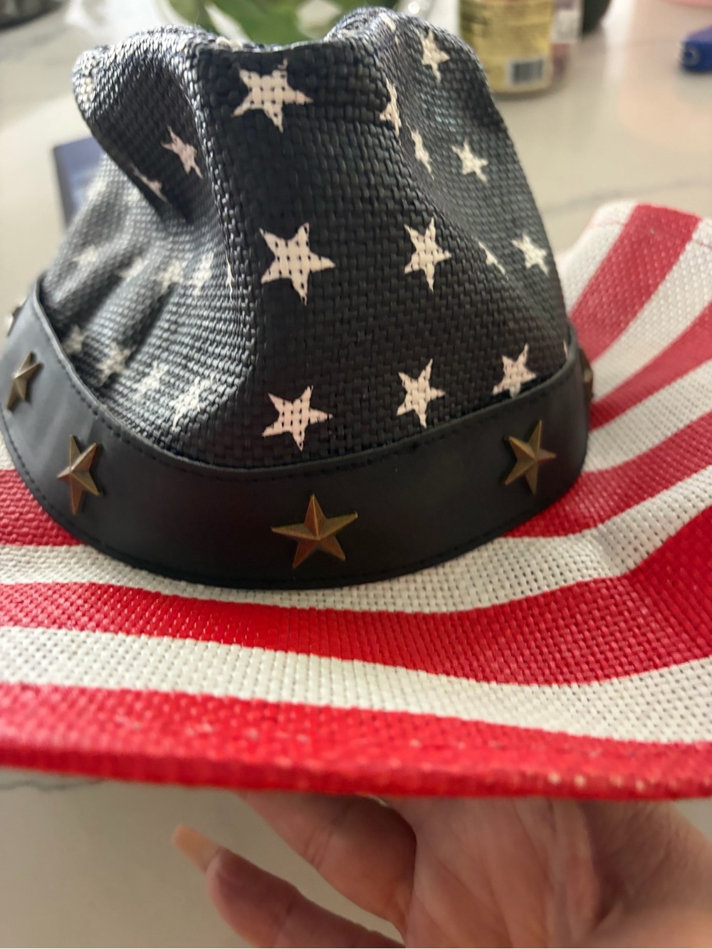 Perfect for the 4th!! Patriotic USA Stars & Stripes Straw Cowboy hat - Picture 4 of 6